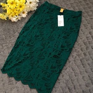 NWT H&M green lace skirt